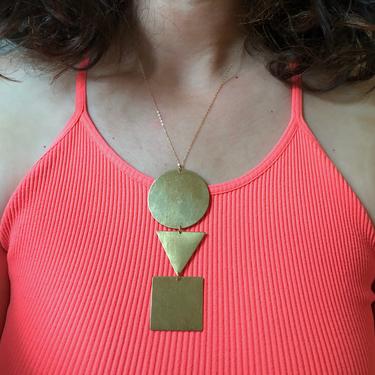 Circle Triangle Square Brass Pendant Squid Games Abstract Statement Necklace 