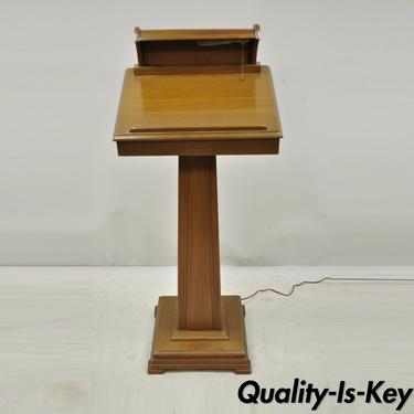 Vintage Wooden Traditional Lighted Podium Lectern Book Bible Stand