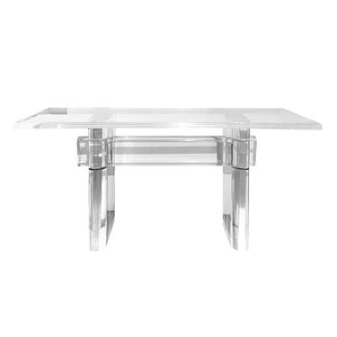 Karl Springer "Trestle Style Console Table" in Lucite 1980s (Signed)