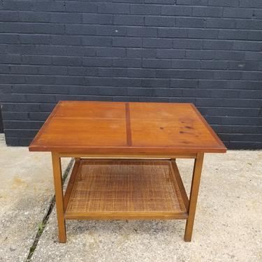 Mid Century Modern Lane coffee table, with caned lower shelf
