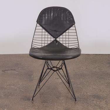 Black Eames Wire Chair with Bikini Cover on Eiffel Base for Herman Miller 