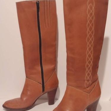Vintage Nine West Faux Leather Women's Tall Riding Boots Unbranded sz 7B Made in Brazil 
