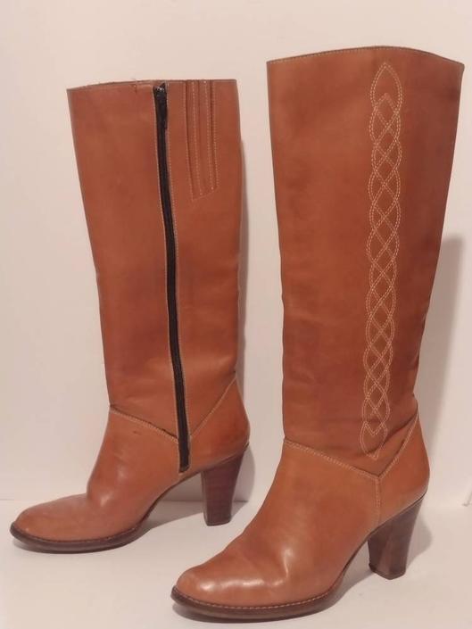Vintage Nine West Faux Leather Women&amp;#39;s Tall Riding Boots Unbranded sz 7B Made in Brazil 