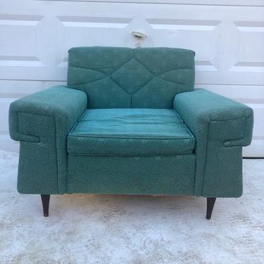 Mid century lounge chair with vintage upholstery 