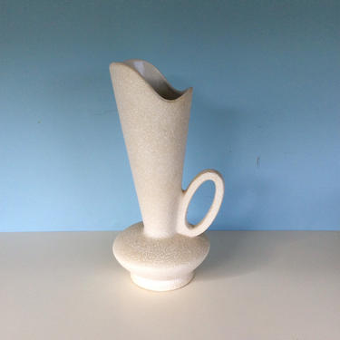 USA American Pottery Vase Pitcher in Chalk White with Nubbed Surface 