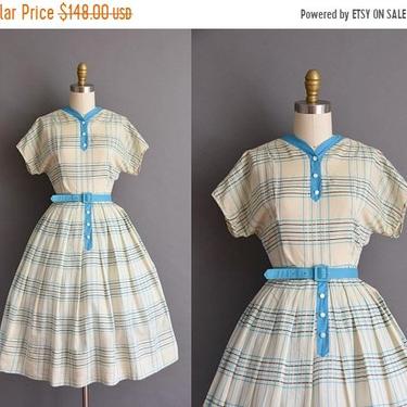 25% OFF BIRTHDAY SALE... vintage 1950s 2pc plaid cotton blouse and full skirt Size Medium 50s vintage 2pc full skirt cotton day dress 