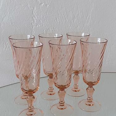 Pink Swirl French Champagne Flutes