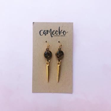 The Eve Earrings~ Lapis and Gold Spike Dangle Earrings