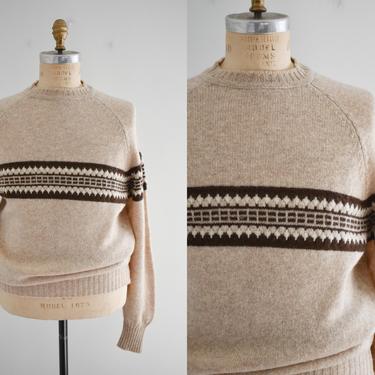 1970s Shetland Wool Beige Sweater 