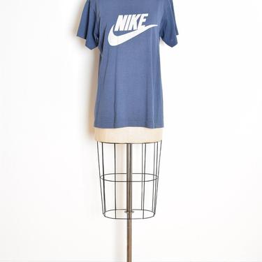 vintage 80s NIKE tee spell out logo print single stitch blue thin t-shirt top M clothing 
