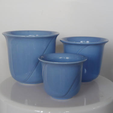 Vintage Dansk Periwinkle Ceramic Bowls Planters - Set of 3 