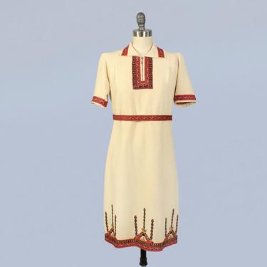 1930s Dress / 30s Embroidered Folk Dress / Petite 