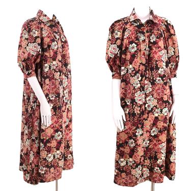 70s YOUNG EDWARDIAN floral peasant dress 9 / vintage 1970s Arpeja prairie tent dress sz M 