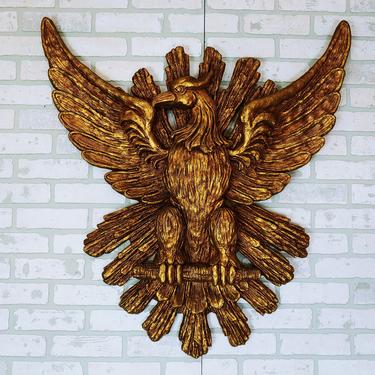 Giant Gold Wood Eagle/Phoenix Wall Plaque 