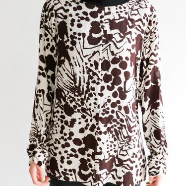 Tory Burch Sheer Printed Blouse, Size 12