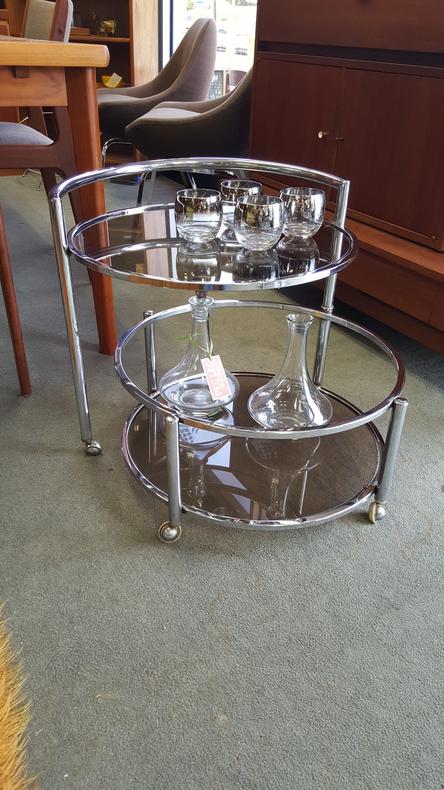 Chrome and Glass Expanding Barcart