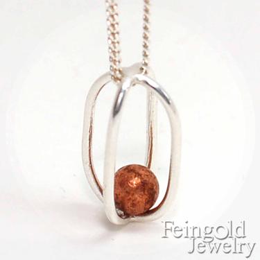 Gravity Collection: Sterling Silver Necklace with Floating Oxidized BB - Sterling Silver 18 Inch Chain- Free US Shipping 