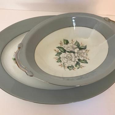 Vintage  oval serving platter and Vegetable bowl " Sheraton"  Harmony House 