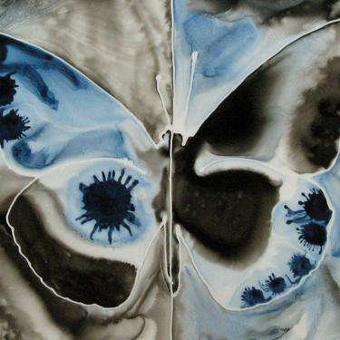 Mutant Butterfly: Ink painting on Yupo (poly paper) Science Art, CRISPR 