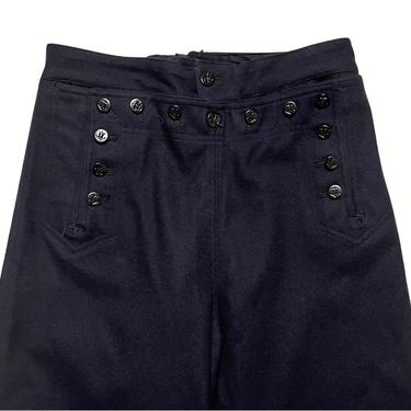 Vintage 1960s US Navy Wool Bellbottom Trousers / Pants ~ 28 x 29 ~ USN ~ Unisex ~ Bellbottoms ~ Vietnam War ~ Anchor Buttons 
