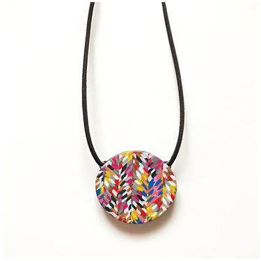 Multicolor feathered chevron pendant on suede - handmade with polymer clay by ChrisBergmanHandmade