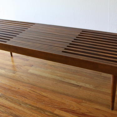 Mid Century Modern Slatted Extending Bench Coffee Table