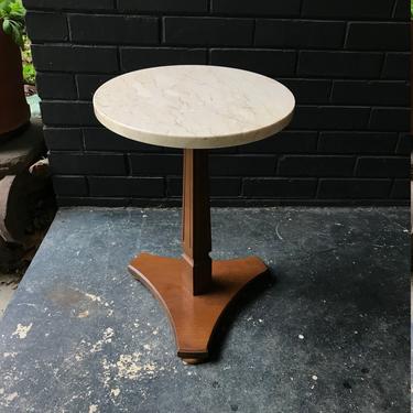 Vintage 1960s Travertine Petite Pedestal Side Table Smokestand Mid-Century Italian Marble 