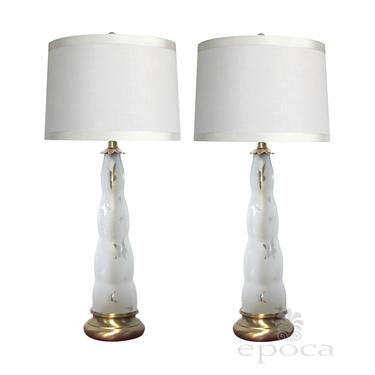 a fun pair of Frederick Cooper 1960's frosted glass lamps with star motifs