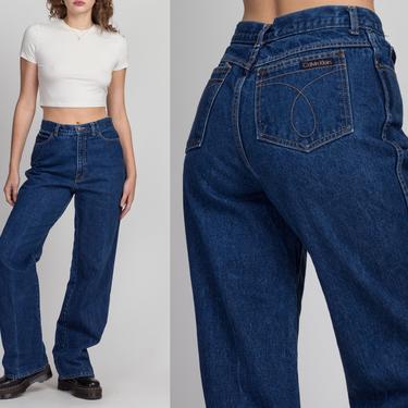 Vintage Calvin Klein Dark Wash Dad Jeans - Medium, 29.5&quot; | 90s High Waist Denim Straight Leg Jeans 