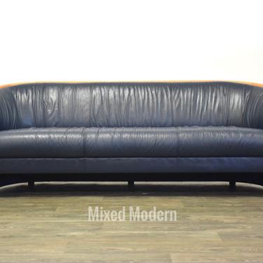 Blue Leather Sofa by Ekornes 