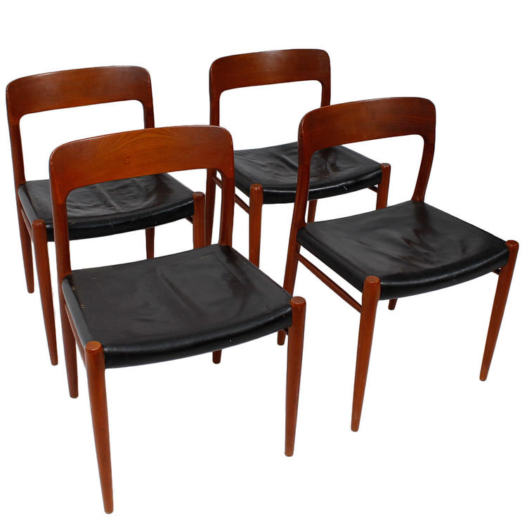 Set of 4 Danish Modern Teak Niels Moller #75 Dining Chairs