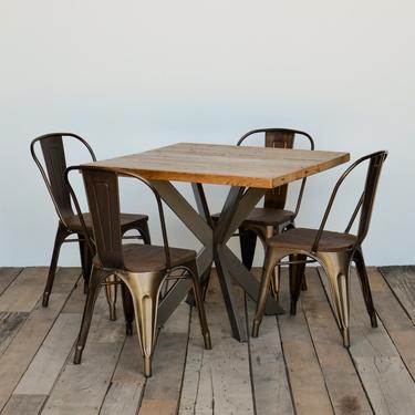 Pedestal Square table with  made of reclaimed wood in your choice of size and finish 