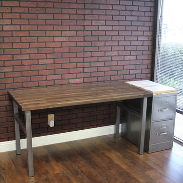 Modern Desk / Steel and Wood / industrial / urban furniture / rustic office furniture / butcher block desk / rustic desk 