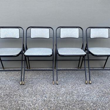 Set of 4 Mid Century Folding Metal Chairs Samsonite 