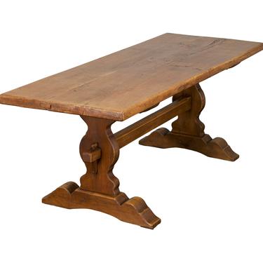 18th Century Country French Farmhouse Oak Trestle Refectory Dining Table 