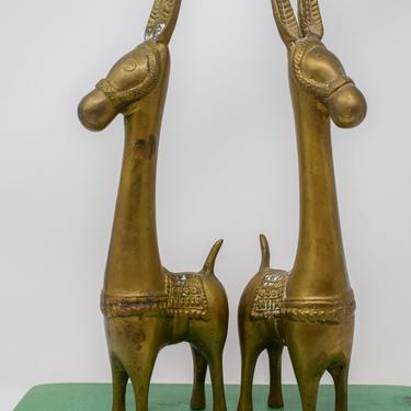 Large Pair of Vintage Brass Donkeys 