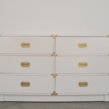 Gorgeous 1960's Mid-century Hollywood Regency Campaign Dresser by Drexel - Professionally Refinished in White! 