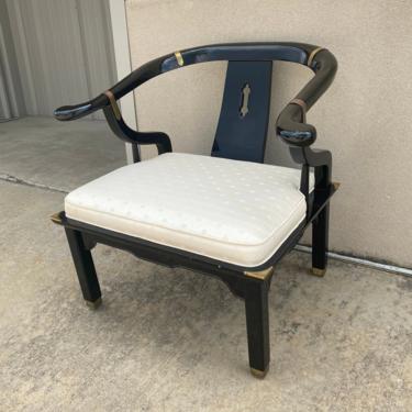 Mid Century Black Lacquered Chinoiserie Ming Style Chair by Century Furniture 