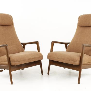 Dux Mid Century Reclining Lounge Chairs - A Pair - mcm 