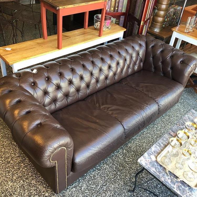                   Brown Vinyl Chesterfield Sofa- $750!