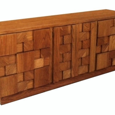 Mid Century Modern Paul Evans Lane Brutalist Cubist Oak Dresser / Credenza / Sideboard (PureVintageNYC) 