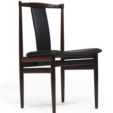 Henning Sorensen Rosewood Dining Chair in Black Vinyl