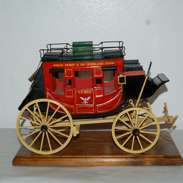 Oscar M Cortes Handcrafted Replica Stagecoach Wells Fargo &amp; Co. Overland Stage U.S. Mail ~ Wood, Metal, Leather Construction ~ No Plastic 