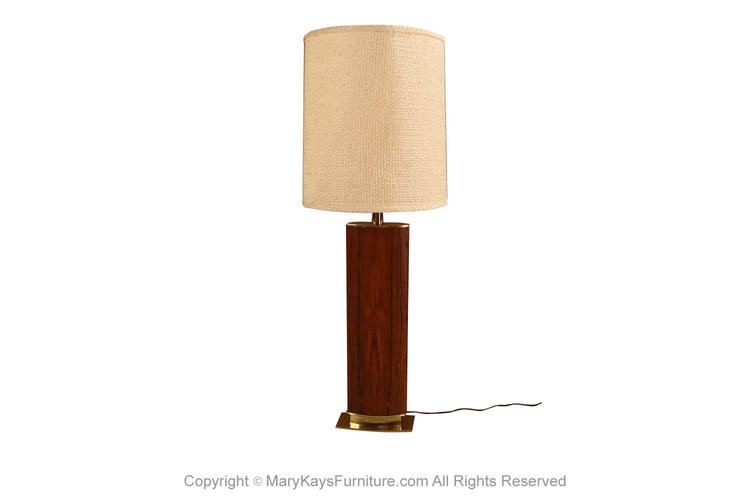 Large Laurel Rosewood Solid Brass Table Lamp 