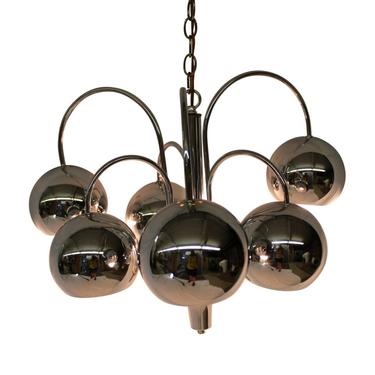 Mid Century Modern vintage, Chrome balls ceiling light, hanging lamp, chandelier by Kovacs 