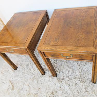 Set of 2 Vintage Solid Wood Henredon Artefacts Side Tables 