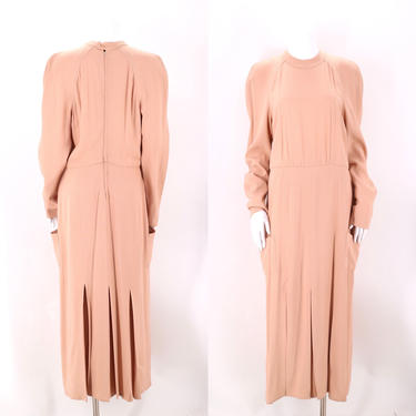 80s SONIA RYKIEL minimalist dress 8 10 / vintage 1980s nude pink rayon shift dress designer M - L 