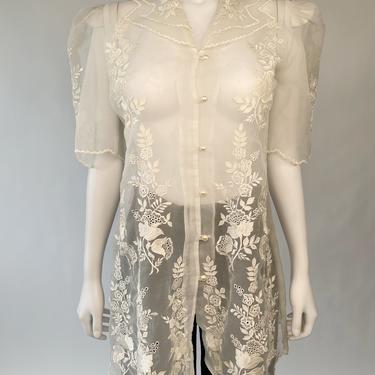 Sheer Floral Embroidered Top