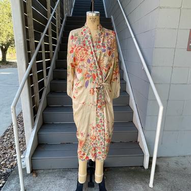 1920s Floral Kimono Style Robe