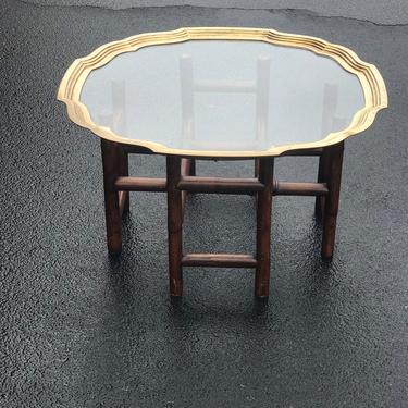Vintage bamboo tray top coffee table 